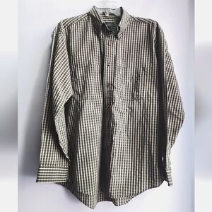 Van Heusen Large Men yellow‎ tan black plaid casual long sleeve dress shirt